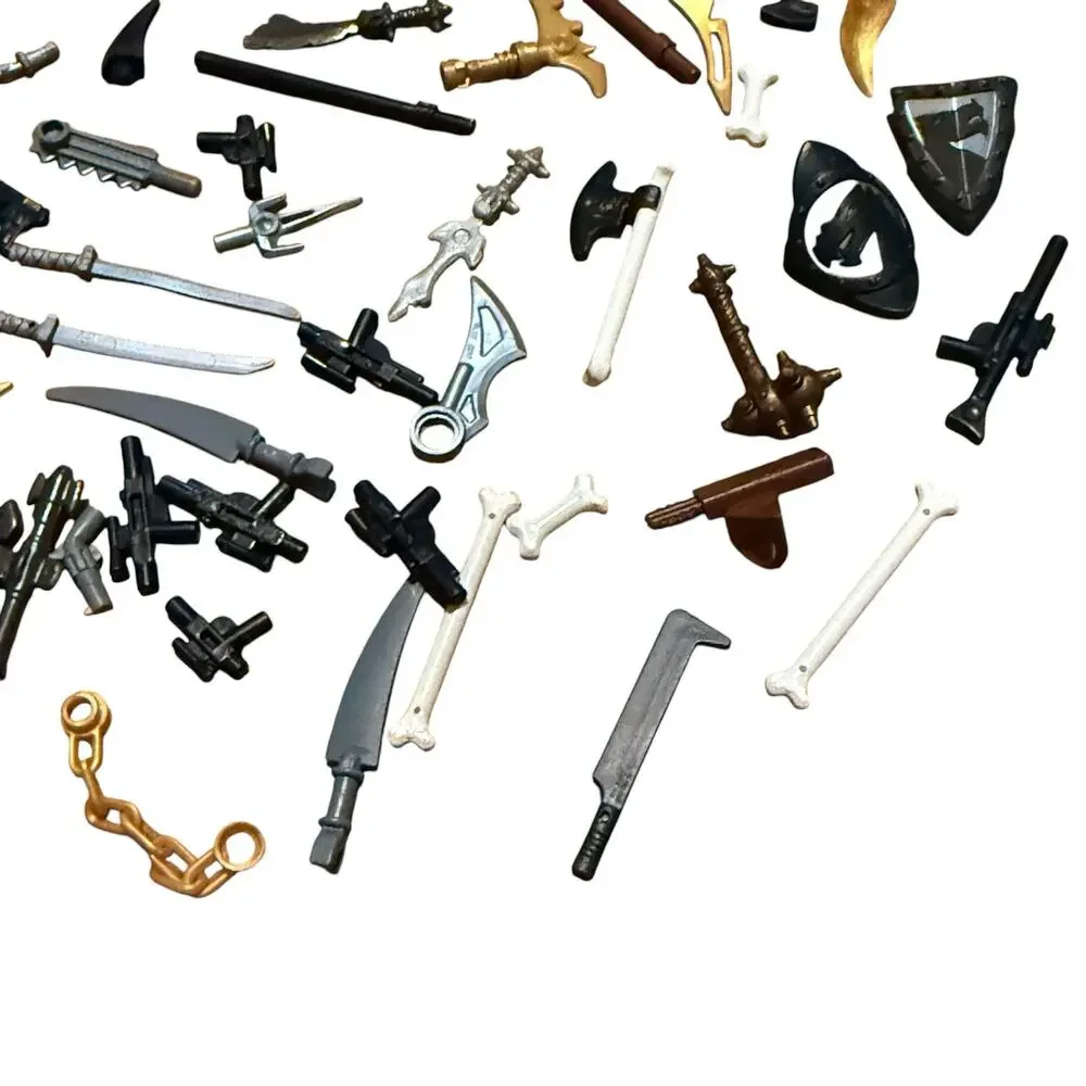 Lego Weapons Lot - Swords Guns Staffs Shields Clubs Axes